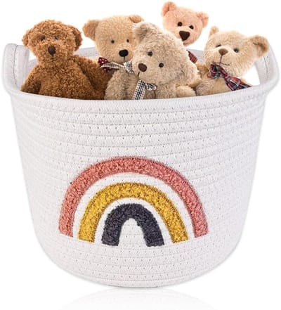 Opbergmand van Katoen, Kleine Geweven Wasmand voor Speelgoed, Decoratieve Mand voor Handdoeken, Dekens en Kleding, Perfect voor Kinderen en Cadeaus