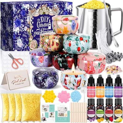 DIY Kaarsenmaakset Cadeaupakket met Bijenwas, Lonten en 8 Blikken