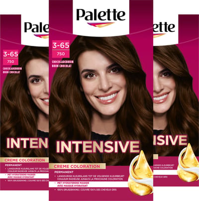 Palette - 750 Chocoladebruin - Haarverf - Intensieve, Natuurlijke Kleuren met 100% Grijsdekking - Voordeelverpakking - 3 stuks