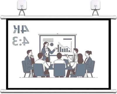 Projectiescherm Handmatig Oprolbaar - Beamerscherm Draagbaar HD - Thuisbioscoop Presentaties - 160 Graden Kijkhoek - 84 inch 4:3 - Wit