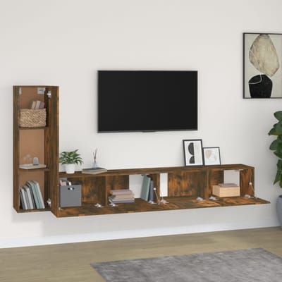 vidaXL - 3-delige - Tv-meubelset - bewerkt - hout - gerookt - eikenkleurig
