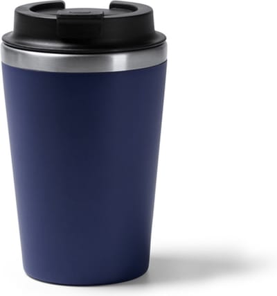 Thermosbeker 350 ML Koffiebeker to go - Travel mug dubbelwandig - Navy blue - binnenkant RVS - Voor koffie en thee - Lekdichte reisbeker - Buitenkant recyled PP 6 uur Koud / 3 uur warm