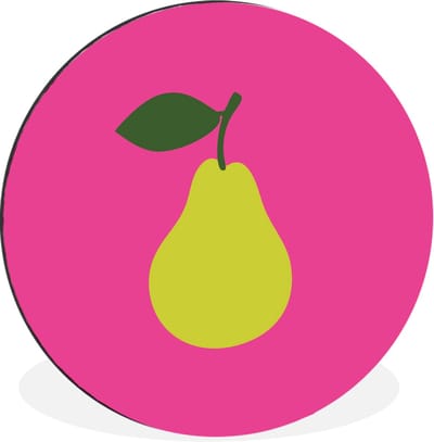 WallCircle - Wandcirkel - Muurcirkel - Illustratie - Fruit - Peer - Groen - Aluminium - Dibond - 30x30 cm - Binnen en Buiten