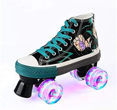 Rolschaatsen Volwassenen - Snelheidsschaatsen - Buiten Fitness - Verlichte Wielen - Maat 34 - Zwart