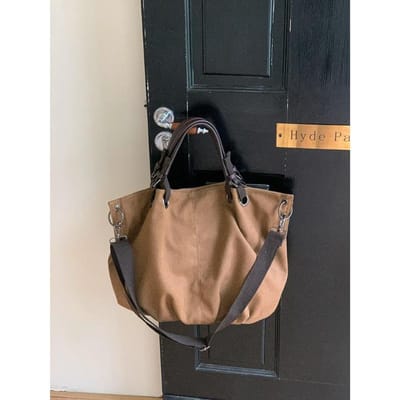 Nieuwe Japanse Tote Bag Dames Grote Capaciteit Canvas Tas Retro Commuter Handtas Enkele Schouder Crossbody Tas beige