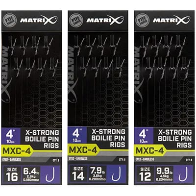 Matrix Onderlijn MXC-4 X-Strong Boilie Pin Rigs 10cm Eyed-Barbless (8 pcs) - Maat : Haak 14 - 0.200mm