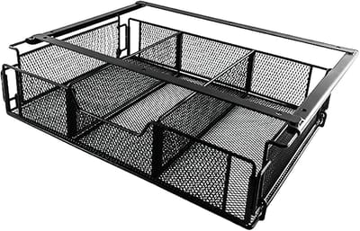 Onder Bureau Lade - Opbergmand Tafel - Werkplek Organisatie - Stevig IJzeren Frame - 36.5cm Breed - Zwart