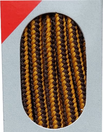 Bob Veter - Bruin/Geel - Rond - Koord Veters - Lengte 90 cm - Dikte 3,5 mm - Bergschoen - Wandelschoen - Schoenveter