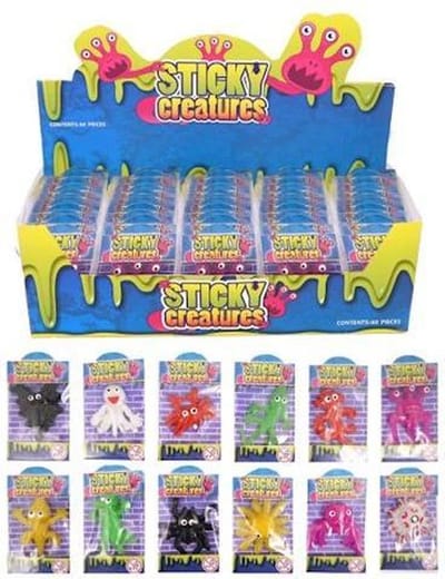 Uitdeelcadeautjes - Plakkerige Enge Figuren in Display (60 stuks)