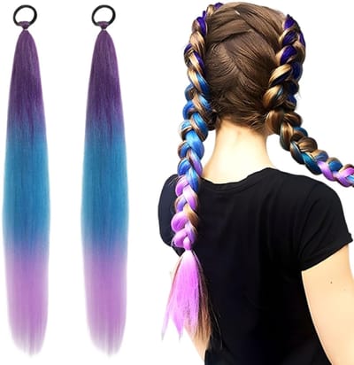 Dailygoods- Haarextensies 65 cm - 2 stuks - Kunsthaar - Ombre Vlechten - Haarverlenging - Gevlochten Pruiken - Gevlochten Haar