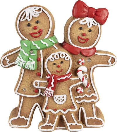 Clayre & Eef Kerstdecoratie met LED-verlichting Gingerbread man 31x10x35 cm Bruin Kunststof