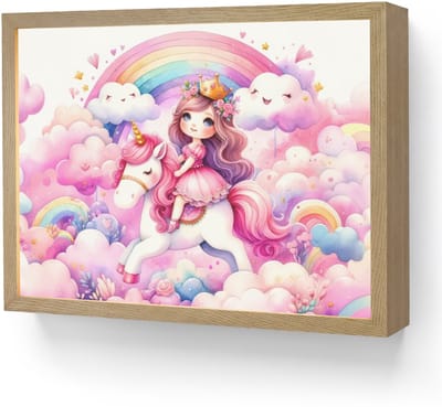 Nachtlampje 40x30 cm - Kinder lamp - Eenhoorn - Prinses - Unicorn - Roze - Regenboog - Tafellamp kinderkamer draadloos - Slaapkamer lampje - Bedlamp kinderen - Kinderlampje - Wandlamp babykamer - Nachtlampjes