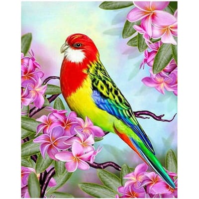 Peinture diamant oiseaux, Kits de points de croix, résine ronde, broderie diamant, image de perroquet, décor de mariage 20X30CM yellow