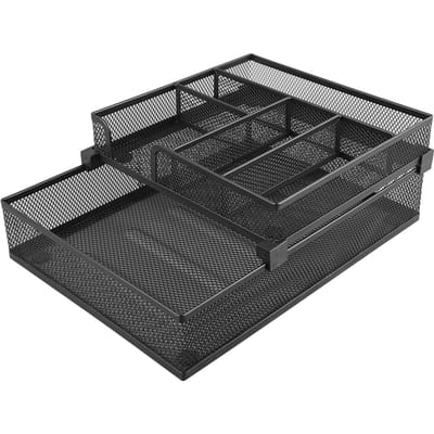 Papierenlade met 2 lagen Dubbellaagse metalen gaaspapierenlade Afneembare multifunctionele papierenlade voor kantoor black