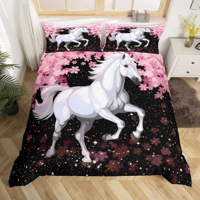 Galopperend Paard Beddengoedset Paard Dekbedovertrek Twin Full Queen King Boerderijdieren Dekbedovertrek voor Kinderen Meisjes Tienerkamer EU SK(260x220cm)