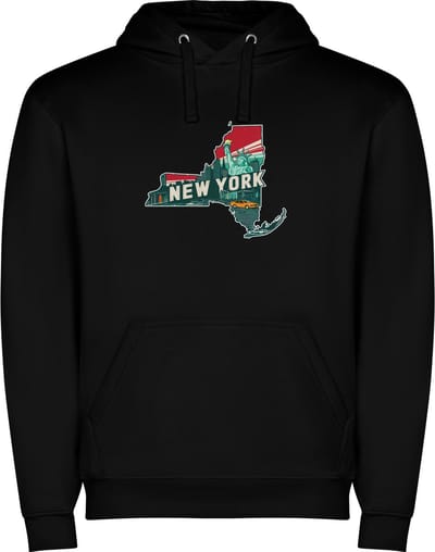 Zwarte Wanna have hoodie voor de echte Amerika liefhebber USA Amerikaanse / Verenigde Staten de staat New York Print Full Color Color merk Roly maat XXL