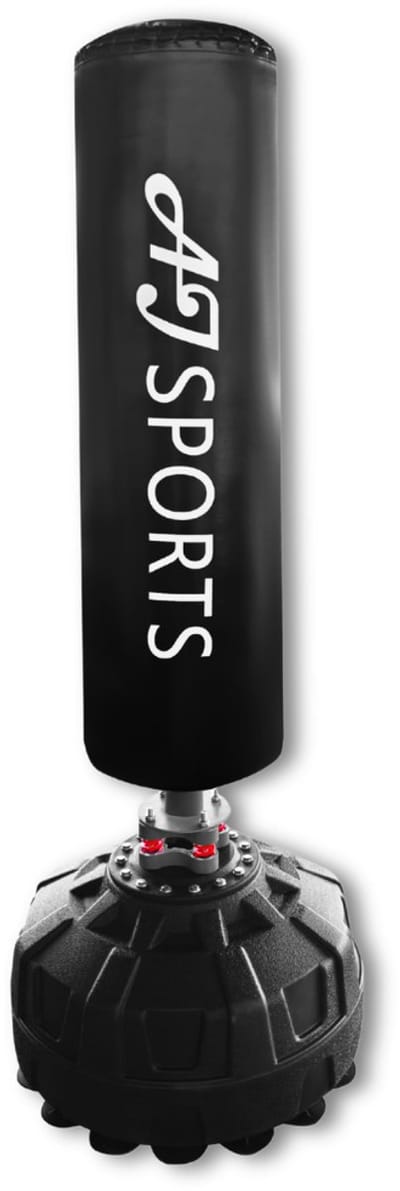 AJ-Sports Bokszak staand - 180cm Hoog - Boksbal - Boxbal - Bokspaal - Boxing - Boksen - Sport - Kickboksen - Met zand, grind of water vulbare voet - Zwart - Makkelijk verplaatsbaar