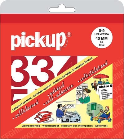 Pickup plakcijfers boekje Helvetica rood - 40 mm