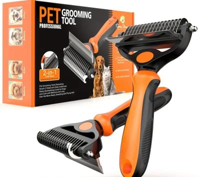 Dutchers® 2-in-1 Hondenkam & Kattenkam – Professionele Ontwarkam en Hondenborstel – Borstel en Kam voor Langharige Honden & Katten – Verwijdert Klitten, Onderwol & Losse Haren - Ontklitter - Hondenverzorging - Kattenverzorging – Huisdierverzorging