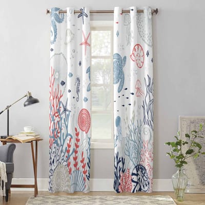 Zomer Zee Koraal Zee Schildpad Raambekleding voor Woonkamer Luxe Slaapkamer Gordijn Keuken Jaloezieën Gordijnen 135W x 60H(cm) x1