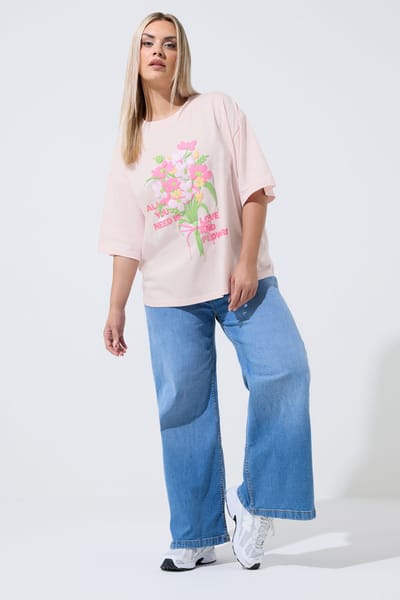 Limited Collection Roze 'All You Need Is Love & Flowers' Tshirt Size 42