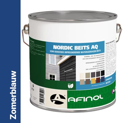 Afinol Nordic Beits AQ Zomerblauw 5 liter - Impregnerend - Buiten Beits - Tuin Beits - Scandinavische look - in 11 Populaire Kleuren