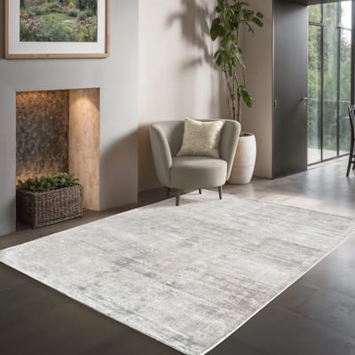 the carpet Janelle elegante hoge kwaliteit viscose woonkamer tapijt, prachtige handgeweven korte pool in premium kwaliteit, Grey, 80 x 150 cm
