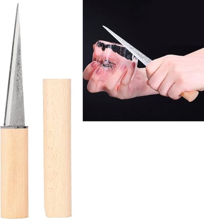 Handmatige IJs Snijder met Houten Handvat, Japanse Stijl, Carbon Staal, Ideaal voor Bars en Keuken, Inclusief Beschermhoes
