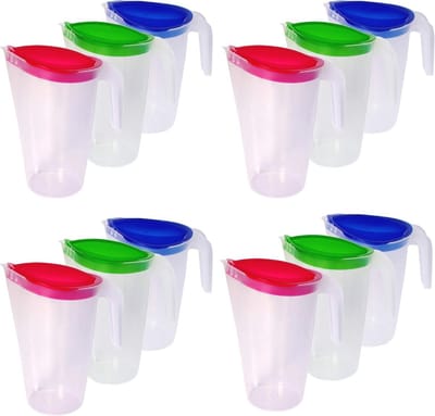 Waterkan met Dekkende Deksel - Druppelvrije Schenktuit - Set van 12 (Blauw, Groen, Rood)