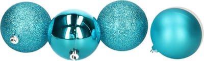 Atmosphera Kerstballen - 5ST - turquoise - glans en mat - 5 cm - kunststof