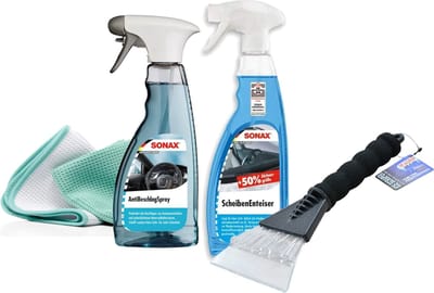 Sonax Winterset bestaande uit; Ruitontdooier 750 ml, Anticondensspray 500 ml, 2 x Ruitreinigingsdoekjes, luxe ijskrabber.