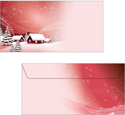 Kerst envelop Sigel 90gr DL - rood dorp 50 stuks