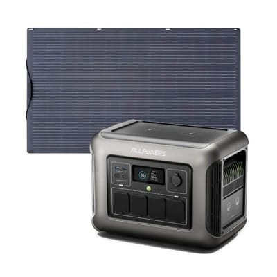 ALLPOWERS R1500 Draagbaar Energiestation 1800W 1152Wh LiFeP04 Accu - R1500 +SF100 100W zonnepaneel