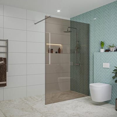 FugaFlow Eccelente Vetro inloopdouche badkamer - 140x200cm - rookglas - wandarm - chroom