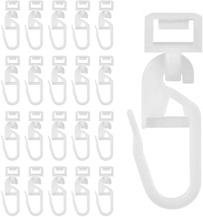 Dailygoods - 100 stuks gordijnglijders voor rails, 5,8-7 mm klikglijders, loopkanaal, vouwglijders, gordijnhaken, gordijnhaken voor rails voor de meeste gordijnrails