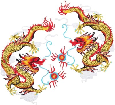 2 Stuks Chinese Draak Borduurapplicaties, Borduurpatches voor Kleding, Handgemaakte Versieringen voor Bruidsjurken en Jeans