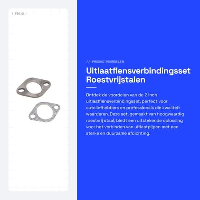 Dailygoods - Uitlaatflensverbindingsset - Roestvrijstalen Uitlaatflens - Hoge temperatuur bestendig - 2 Inch - Afdichtingsset - Geschikt voor uitlaatp...