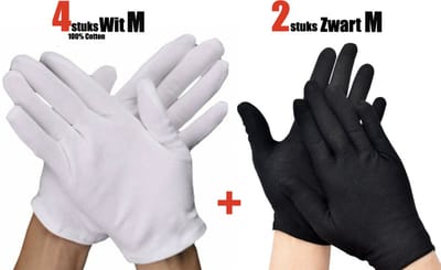 6 Stuks/3 Paar Witte Katoenen Handschoen - Katoenen Handschoen Wit – Munt Handschoen - Gezondheidszorg - Ziekenhuis - Beauty Center - Kapper - Salon Spa Tattoo - Jewelry - eczeem - allergie - Handcreme – juweliers – Handschoenen 100% Katoen maat M