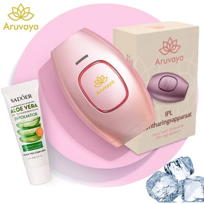 Aruvaya Luxe IPL Laser Ontharingsapparaat - Ontharingsapparaat - 999.999 Flitsen - 5 Standen - IPL Ontharing Apparaat - Pijnloos - Voor Permanente Ontharing - Epileerapparaat - Dames & Heren - Inclusief Beschermbril & Scheermes