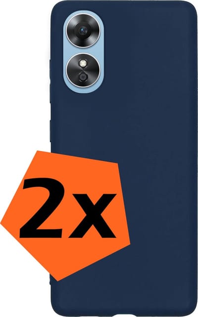Hoes - 2 Stuks - Geschikt voor OPPO A17 - Sterk & Shockproof - Case Siliconen - Back Cover - Telefoon Hoes - Donkerblauw