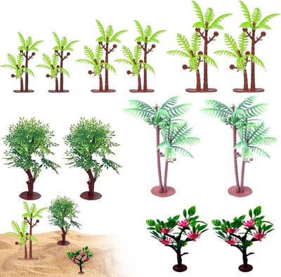 Miniatuur Kokosboom Modellen - 12 Stuks Kunstplanten voor Modelbouw, Landschapsdecoratie en Taartdecoraties