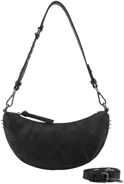 FREDsBRUDER Leren schoudertas Rebel At Heart Halfmoon Bag Black zwart