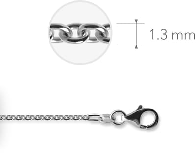 Gisser Jewels ANK35-38 - Echt Zilveren Ketting - Anker met Karabijnsluiting - 1.3 mm - 38 cm - Gerhodineerd Zilver 925 - Sieraad - Dames