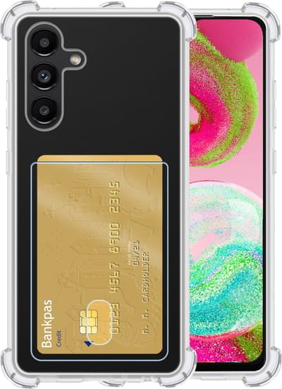 Hoesje - Geschikt voor Samsung Galaxy A04s - Met Pashouder en Kaarthouder - Telefoon Hoes Shockproof - Siliconen Case - Back Cover - Shock Proof - Pasjes Houder - Telefoonhoesjes - Transparant
