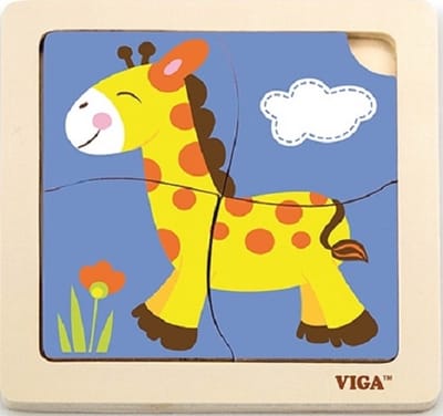 Viga Toys Houten Legpuzzel Giraffe 4 Stukjes