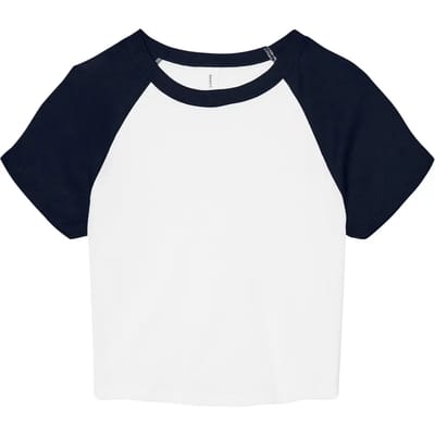 Bella+Canvas Women´s Micro Rib Raglan Baby Tee BL1201 - white/navy - M