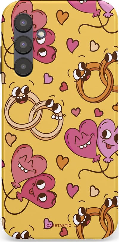 Casetastic Hoesje Geschikt voor Samsung A25 - Stijlvolle Beschermende Duo-layer Case - Gele Hartenpret