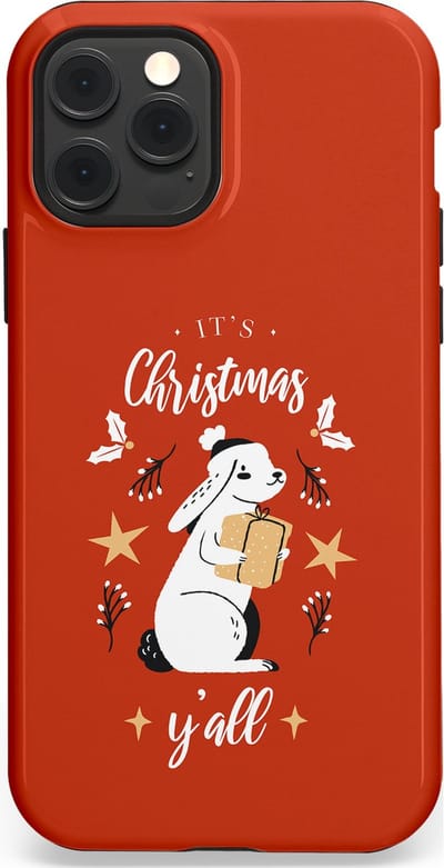Casetastic hoesje geschikt voor Apple iPhone 12 / Apple iPhone 12 Pro - MagSafe - Dubbellaagse bescherming - Kerst Konijntje Flappie - Fashion Case - Terracotta