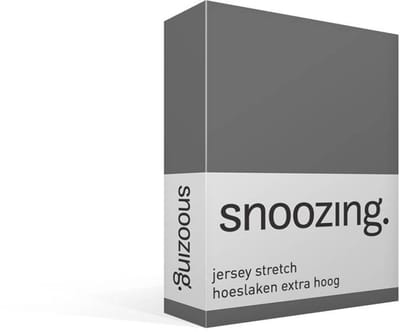 Snoozing Jersey Stretch - Hoeslaken - Extra Hoog - Eenpersoons - 90/100x200/220 cm - Antraciet