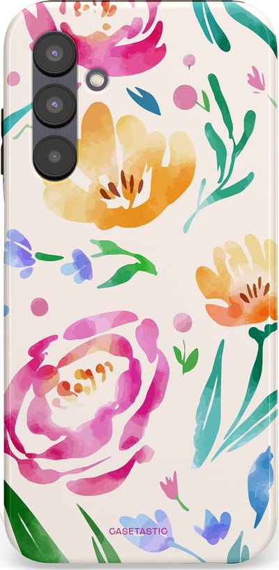 Casetastic hoesje geschikt voor Samsung Galaxy A25 - Dubbellaagse bescherming - Aquarel serenade - Fashion Case - Wit Mintgroen Crème Lichtroze